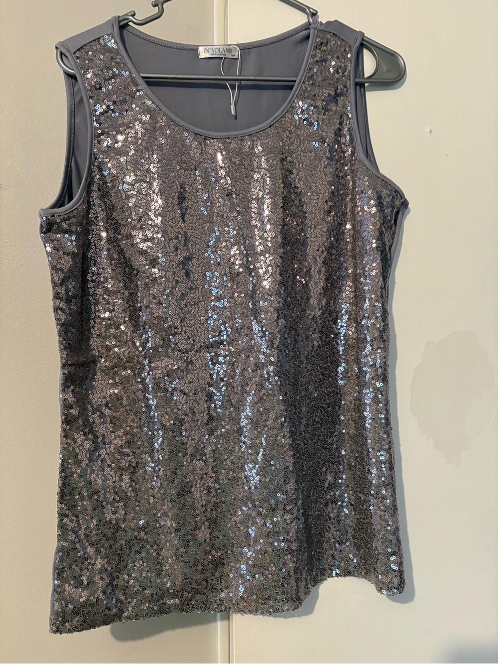 INVOLVE Silver Sequin Tank Top